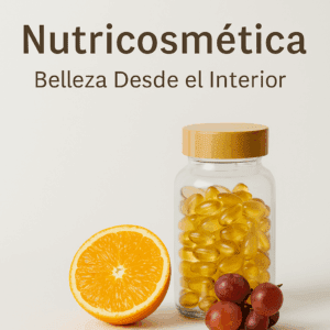 Imagen destacada de nutricosmética con ingredientes como NADH, resveratrol y ácido hialurónico, para una piel radiante y cabello saludable.
